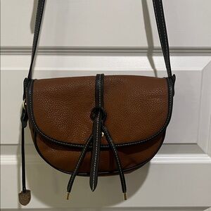 London Fog Tan and Black Crossbody Bag